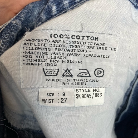 Vintage 80s Denim Skirt Lace Trim Acid Wash Retro Jean Skirt Pencil Cotton - Picture 8 of 16